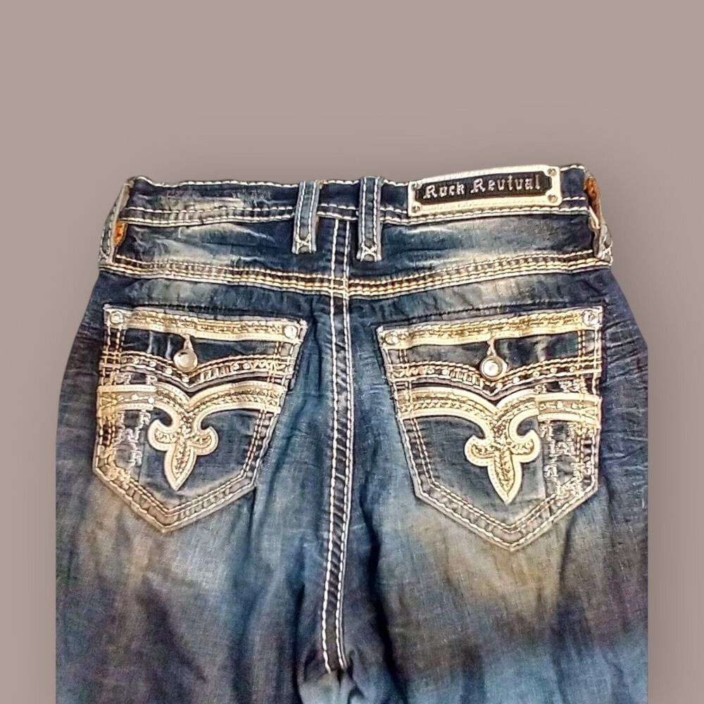 Rock Revival Cambria Ultra High Rise Boot Cut Embellished Jeans Women's Size 25